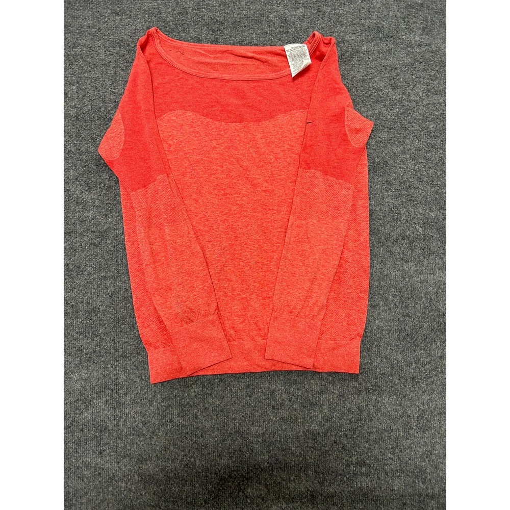 Nike Long Sleeve Shirt Womens Size S Orange Heathered Knit Athletic Training
